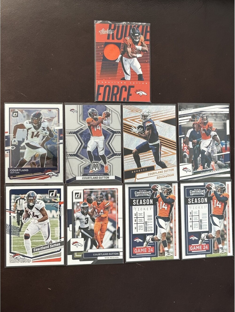 2018 NFL WR COURTLAND SUTTON PANINI ABSOLUTE PATCH ROOKIE FORCE RC + 8 CARD LOT